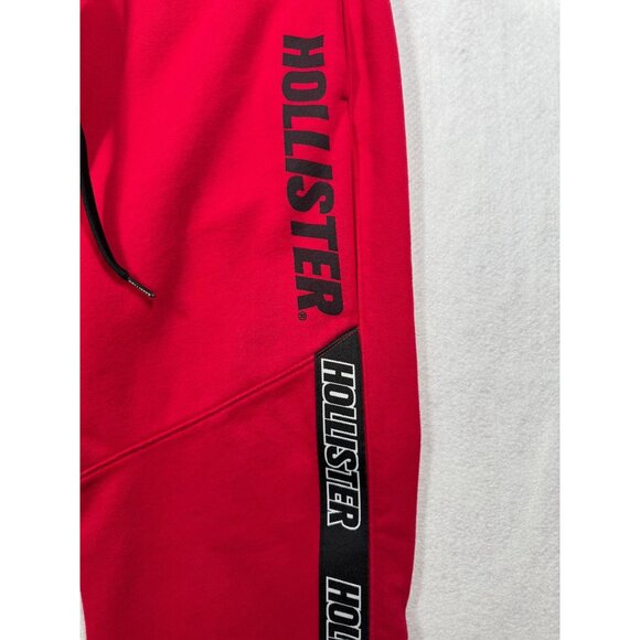Hollister Jogger Sweatpants Red Black Graphic Print Logo Spellout Men's Large L - Picture 3 of 6